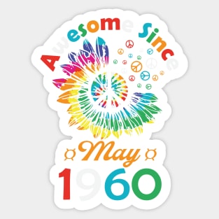 Funny Birthday Quote, Awesome Since May 1960, Retro Birthday Sticker